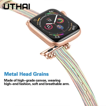 UTHAI P40 nylon, płótno dla Apple Watch pasek nadaje się do mc 1/2/3/4 generacji biżuteria godzin pasek