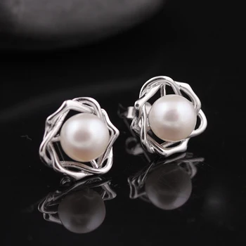 [MeiBaPJ]AAAA wysokiej jakości naturalne słodkowodne perły kolczyki pręta dla kobiet moda elegancki partia 925 stałe srebro kolczyki
