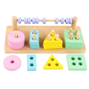 Dla dzieci drewniany Montessori samouczek Matching Digital Shape Counting Match Early Education Teaching Math Toys For Children