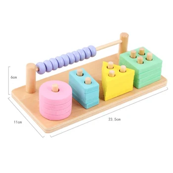 Dla dzieci drewniany Montessori samouczek Matching Digital Shape Counting Match Early Education Teaching Math Toys For Children