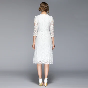 LUKAXSIKAX 2020 nowe wiosenno-letnie sukienki wysokiej jakości hollow, biała sukienka RUNWAY Sexy V-neck bez rękawów suknie wieczorowe