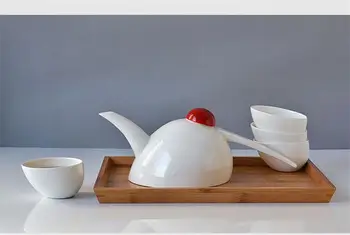 Zestaw 5szt, kreatywnych, boneguard porcelanowy czajnik i zestaw filiżanki, prosty biały ceramiczny serwis do herbaty kung-fu, chiński serwis do herbaty herbaty herbaty