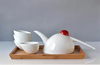 Zestaw 5szt, kreatywnych, boneguard porcelanowy czajnik i zestaw filiżanki, prosty biały ceramiczny serwis do herbaty kung-fu, chiński serwis do herbaty herbaty herbaty