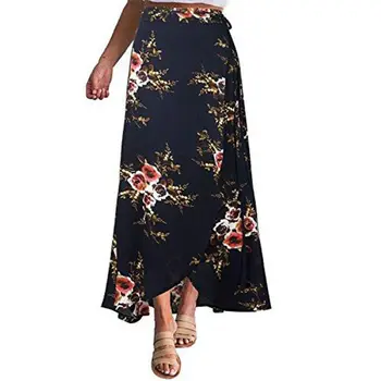 HIRIGIN kwiatowy print długa spódnica dla kobiet Casual boho beach summer maxi spódnica damska przycisk split meble kutas sexy spódnica 2020
