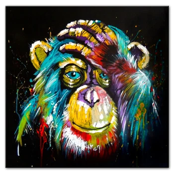 Akwarela Myślenie Małpa Ściany Sztuki Płótno Drukuje Streszczenie Zwierzęta Pop-Art Canvas Obrazy Na Ścianie Wystrój Zdjęcia Do Pokoju Dziecięcego