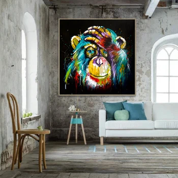 Akwarela Myślenie Małpa Ściany Sztuki Płótno Drukuje Streszczenie Zwierzęta Pop-Art Canvas Obrazy Na Ścianie Wystrój Zdjęcia Do Pokoju Dziecięcego