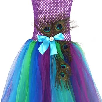 Dziewczyny dzieci tutu sukienka z павлиньей maską dzieci Paw odzież Świąteczna impreza tutu sukienka Księżniczka strój dla dzieci