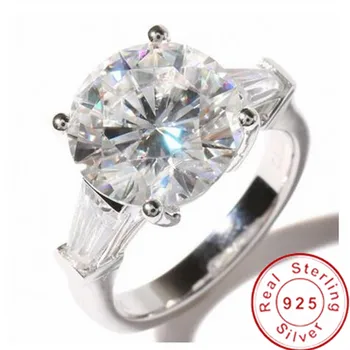 Klasyczny kobiet obietnica pierścień 925 srebro, okrągły, 12 mm AAAAA cz zaręczynowy pierścionek zaręczynowy pierścionki dla kobiet ślubne wykwintne biżuteria