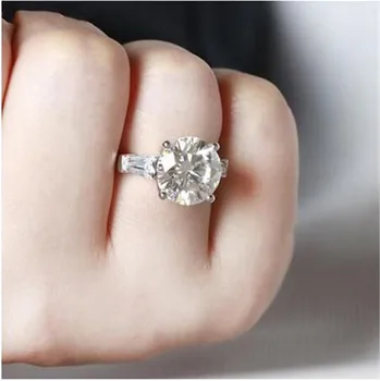 Klasyczny kobiet obietnica pierścień 925 srebro, okrągły, 12 mm AAAAA cz zaręczynowy pierścionek zaręczynowy pierścionki dla kobiet ślubne wykwintne biżuteria