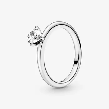 2020 HOT 925 srebro Daisy Clear Heart Solitaire pierścień srebro kobiet biżuteria prezent urodzinowy