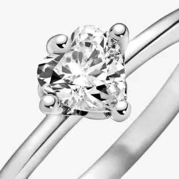 2020 HOT 925 srebro Daisy Clear Heart Solitaire pierścień srebro kobiet biżuteria prezent urodzinowy