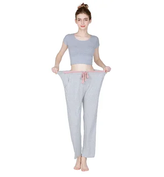 Duże spodnie od piżamy damskie 2020 jesień nowy projekt sznurek w pasie spodnie od piżamy Damskie różowe/szare luźne spodnie plus rozmiar 3XL-7XL