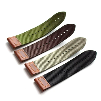 4 kolory nylonowe paski do zegarków NATO pasek 18mm 20mm 22mm 24mm, sportowy nylon + pasek z naturalnej skóry, Męski i żeński bransoletka