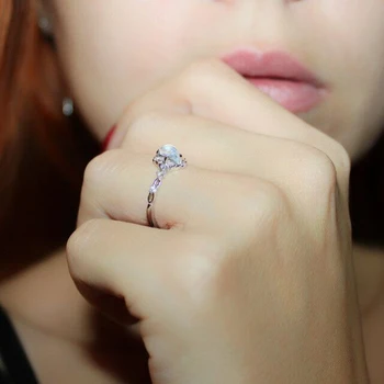 Utimtree srebro próby 925 kamień cz obietnica obrączka pierścionek zaręczynowy pierścionki dla kobiet biżuteria Owalne kwiat żeński palec pierścionek