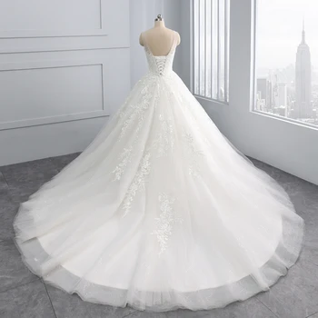 Miaoduo suknie ślubne 2021 nowa księżniczka suknia Vestidos De Novias cekiny koronki suknie ślubne koronki prosty trouwjurk