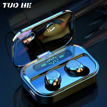 TUO HE TWS LED Touch słuchawki Bluetooth 9D stereo bezprzewodowe słuchawki HiFi redukcja szumów plac zestaw słuchawkowy IPX7 wodoodporny