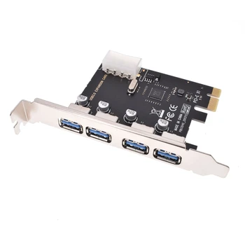 USB3.0 karta rozszerzeń 4 porty PCI-E USB3.0 komputerowa karta rozszerzeń z 4pin molex gniazdo zgodny z PCI-E X1-X4/X8/X16/port
