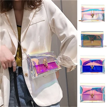 Mnycxen torby na ramię kobiety 2019 przezroczyste laserowe torby moda kobieta koreański styl Messenger PVC wodoodporna torba plażowa Torba A2