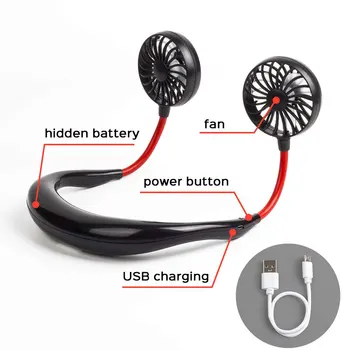 Hands-free Neck Band USB Fan przenośny 360 stopni regulacji 3 tryby wiatr mini USB wentylator zawieszony powietrze USB wentylator chłodnicy do sportu