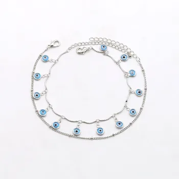 Europejskich i amerykańskich popularne biżuteria devil ' s eye podwójny przełącznik nożny bransoletka moda niebieski oko kostkę kobieta uliczny modny trend biżuteria