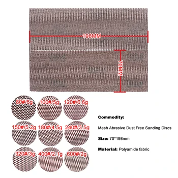 10szt siatki ścierne osłony tarcze szlifierskie 198*70 mm układ sucha szlifierska papier ścierny od 80 do 320 ziarnistość