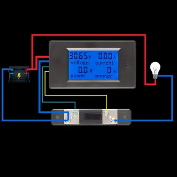 Cyfrowy prąd napięcie moc licznik energii DC 6.5-100V 0-100A wyświetlacz LCD miernik Amperomierz woltomierz 100A prąd zastawki