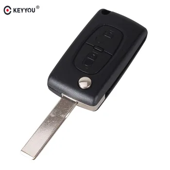 KEYYOU 25x 2 Button Remote Flip Floding Key Shell Cases Fob dla Peugeot 107 207 307 307S 308 407 607 2BT DKT0269 CE0536