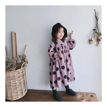 Wiosenny styl fotelik bawełnianej sukni z konopi koreańskiej serii wave spot cotton hemp dwuwiersz wave spot dress dress elegant