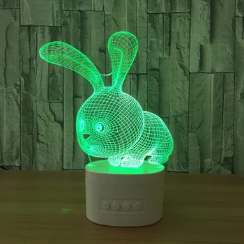The Rabbit 3D Small Night Light Baby LED USB lampa Color Chang Bluetooth Speakers lights Creative Atmospheree night light