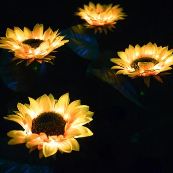 10szt słonecznik światło LED trawnik lampa na zewnątrz wodoodporny kwiaty lampa do wewnętrznego dziedzińca i ogrodu trawnik oświetlenie wystrój atmosfera
