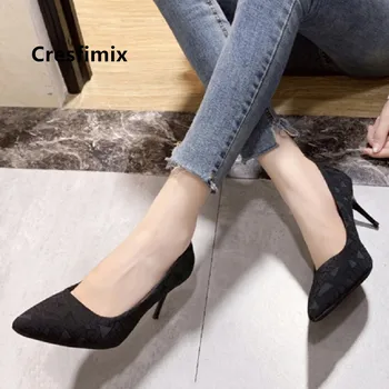 Cresfimix Women Classic Red Pattern High Heel Pumps Sexy Party Black Night Club Shoes for Female Ladies Office High Heels B5549