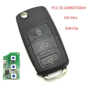Datong World Car Remote Key For VW Walkswagen ID 48 Chip FCC ID 1J0959753P Auto Smart Remote Control Flip Blank Key
