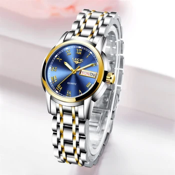 LIGE damskie zegarki proste zegarek ze stali nierdzewnej dorywczo mody zegarki damskie sportowe wodoodporne zegarki damskie Relogio Feminino