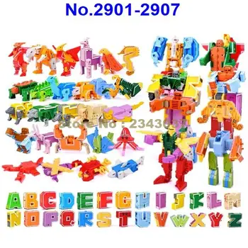 Transformacja alfabet a~z robot dinozaur zwierzę edukacyjny budulcem zabawka