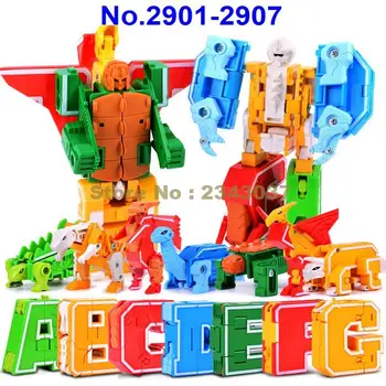 Transformacja alfabet a~z robot dinozaur zwierzę edukacyjny budulcem zabawka