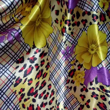 Miękka Satyna połysk materiał Diy podszewka rzemiosło sprawdzić kwiat leopard drukowany charmeuse tkaniny moda stylowy wzór