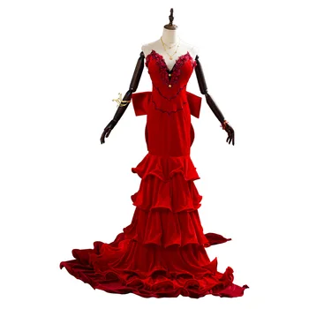 Final Fantasy FF Aerith Gainsborough cosplay kostium dorosłe kobiety dziewczyny czerwona sukienka Sukienka Halloween kostiumy karnawałowe
