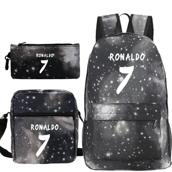 3-częściowy zestaw Cristiano Ronaldo CR7 szkolna torba studenci chłopcy dziewczęta tornister nowy szablon szkolny plecak CR7 moda