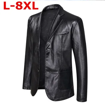 Plus rozmiar 7XL 8XL nowe wysokiej jakości przyjazdu skórzane kurtki męskie kurtki kurtki Męskie płaszcz wiosna jesień P U kurtka płaszcz