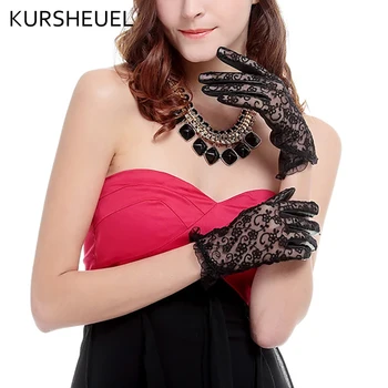 Kobiety z powrotem koronki dłoni kożuch skórzane rękawice anty-UV, letnie rękawiczki jazdy panie koreański elegancki skóra naturalna rękawiczki AGD514