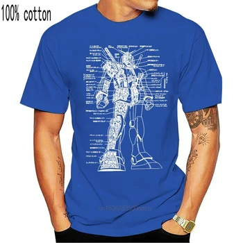 Bawełna O-neck na zamówienie drukowane t-shirt koszulka męska Gundam Schematic - Gundam Damska t-shirt
