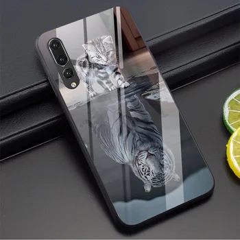 Tygrys, lampart Coque szkło hartowane etui do Huawei P30 Phone Cover Pro P20 P Smart Mate 20 Lite 7A Pro H10 Y6 Y9