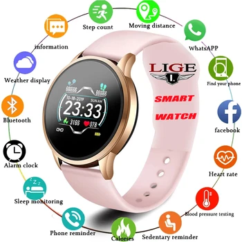 LIGE fitness tracker IP67 wodoodporny inteligentne bransoletka ekran monitora tętna krokomierz inteligentne bransoletka Sport inteligentnego zegarka kobiety