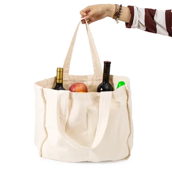 Najlepsze płócienne torby na zakupy spożywcze z uchwytami tkaniny torby-loterie wielokrotnego użytku organiczne bawełniane do prania i przyjazne dla środowiska torby