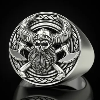 VILAGE retro styl Viking moda męska ze stali nierdzewnej czaszka pierścień skandynawska mitologia jeden pierścień partii biżuterii