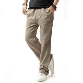 5XL antybakteryjne zdrowe lniane spodnie mężczyźni 2019 letnie cienkie, oddychające spodnie Męskie chłopcy конопляные bawełniane bluzki, BM001