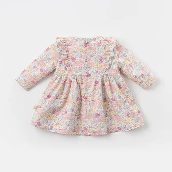 DBZ13685-2 dave bella spring baby girl's princess floral bow dress children fashion party dress kids infant lolita clothes