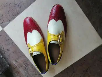Mężczyźni sztuczna skóra buty niski obcas buty Casual sukienka buty Брог buty wiosna botki vintage, klasyczne męskie casual HG100