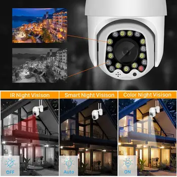 1080P Outdoor PTZ IP Camera With Siren Light dwukierunkowe audio, Wifi Camera Auto tracking Color Night Vision CCTV monitoring