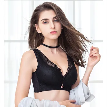 Meizimei kobiecy biustonosz Super Deep V BH Push Up Wireless Lace Crop Tops Sexy Lingerie Underwear Bralette Big Plus Size Brassier
